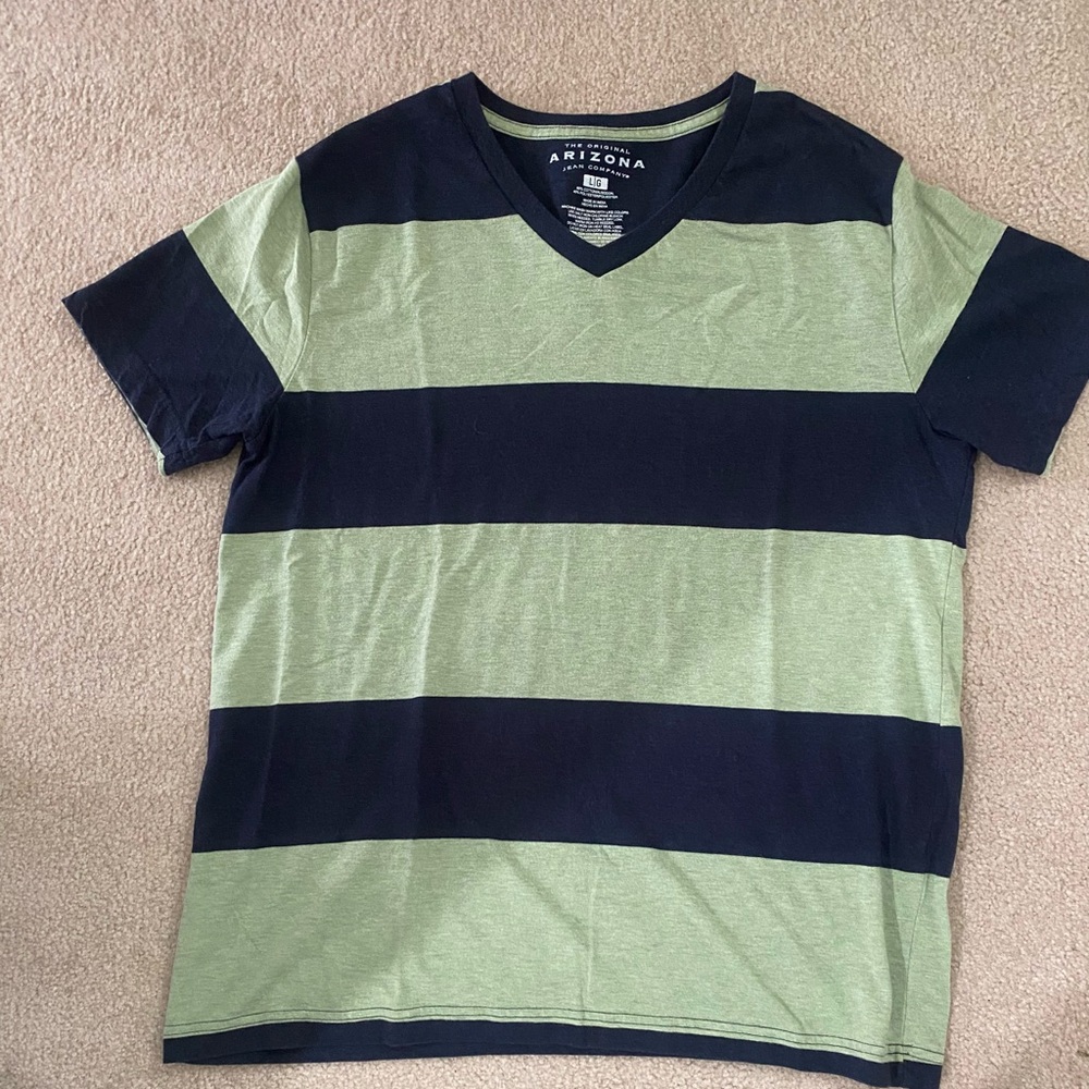 Arizona Jean Company Olive and Navy V-Neck Tee